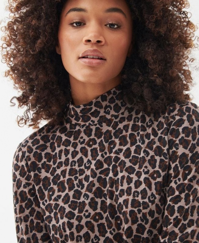 Beige / Brown / Black Women Barbour International Aprila Blouses | US-2583WZHUO