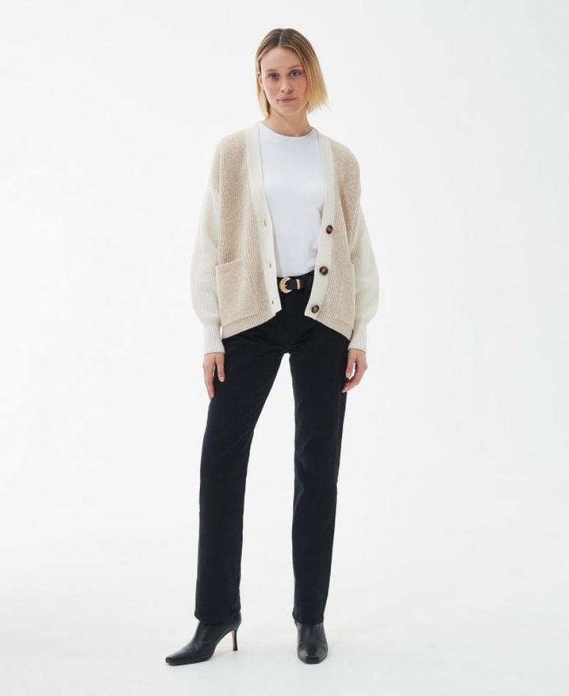 Beige / Cream Women Barbour Alexandria Cardigan | US-7263CJVGS