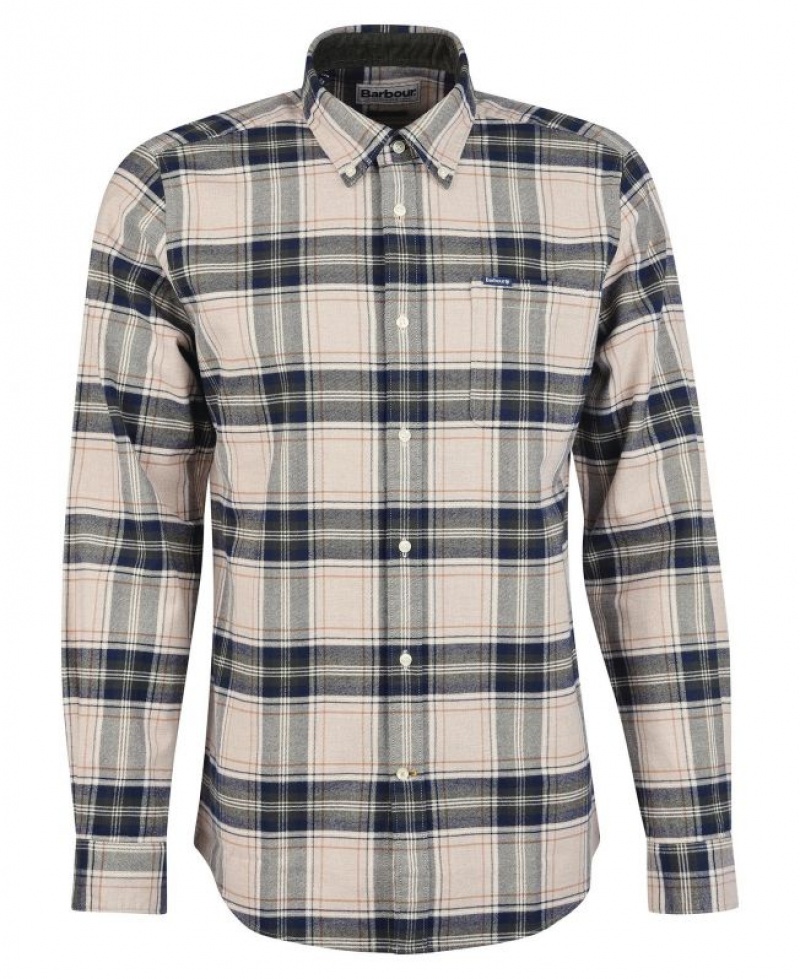 Beige / Green / Navy Men Barbour Betsom Tailored Shirts | US-6195KYGHT