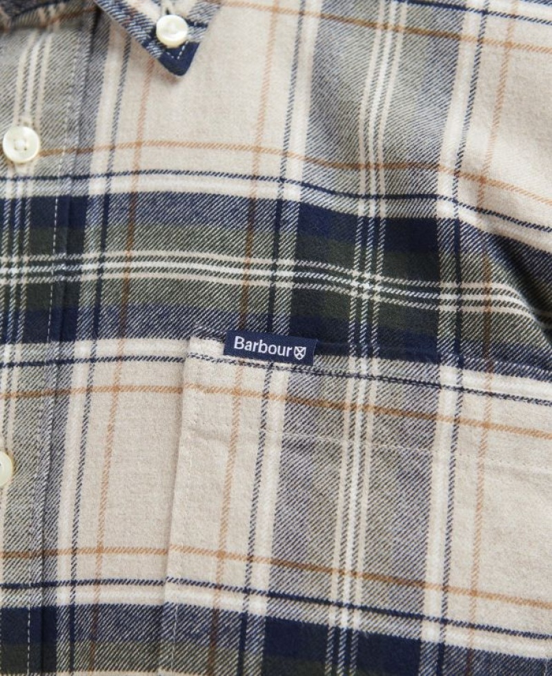 Beige / Green / Navy Men Barbour Betsom Tailored Shirts | US-6195KYGHT