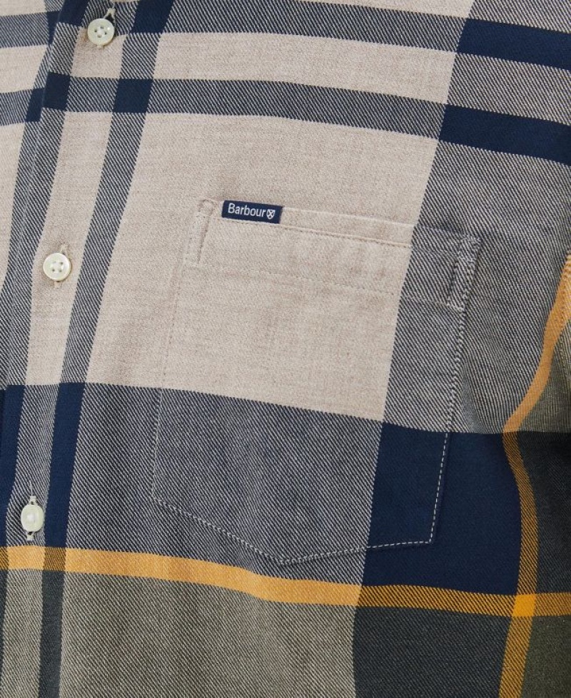 Beige / Grey / Navy Men Barbour Dunoon Tailored Shirts | US-1806NDIEL