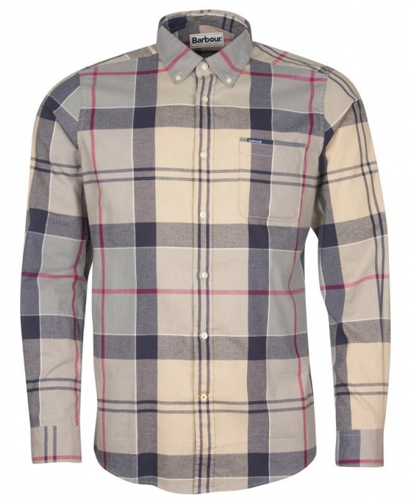 Beige / Grey / Navy Men Barbour Glendale Tailored Shirts | US-8214RYFUX