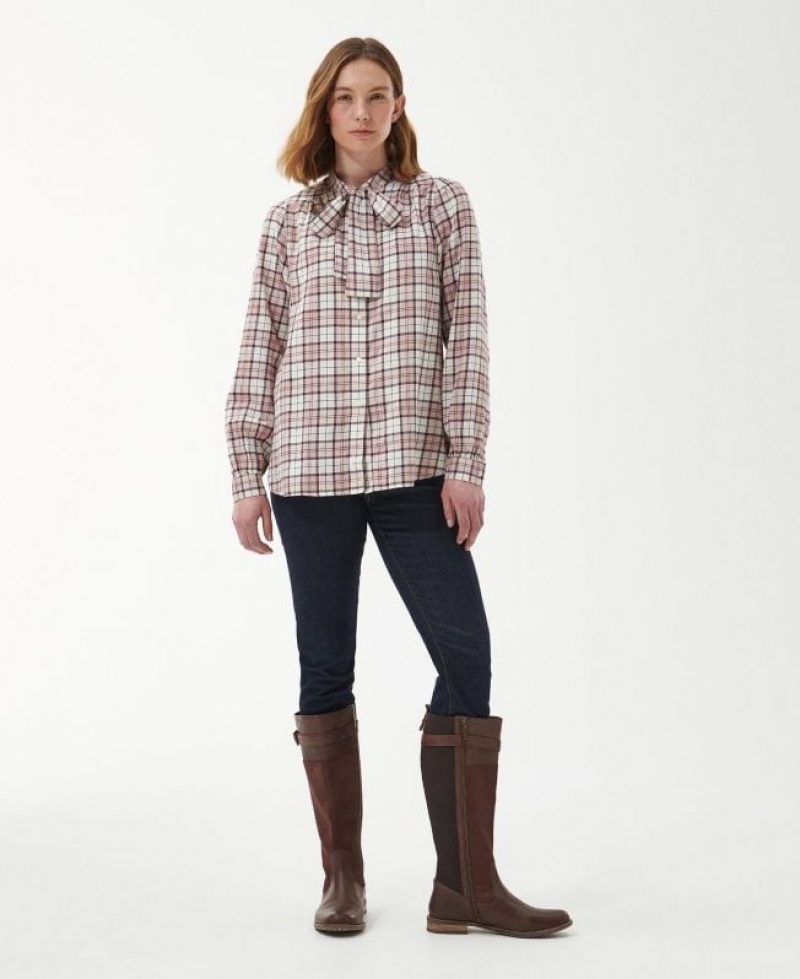 Beige / White Women Barbour Herring Shirts | US-5276OJXGB