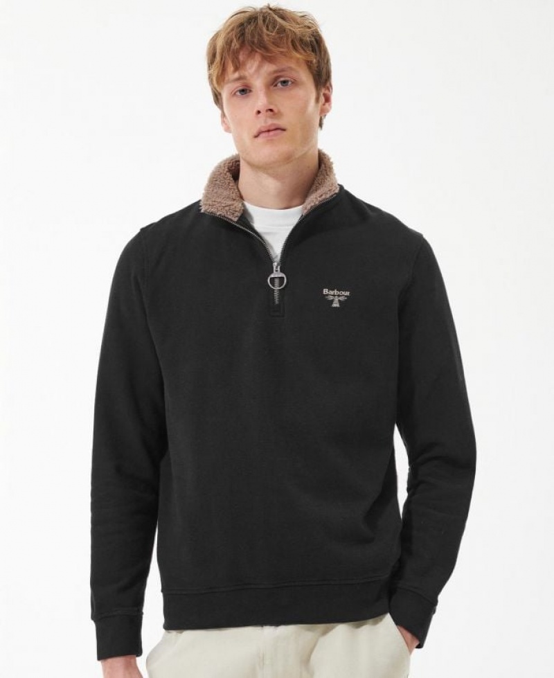 Black Men Barbour Beacon Half-Zip Fleece Sweatshirt | US-6958CSZGB