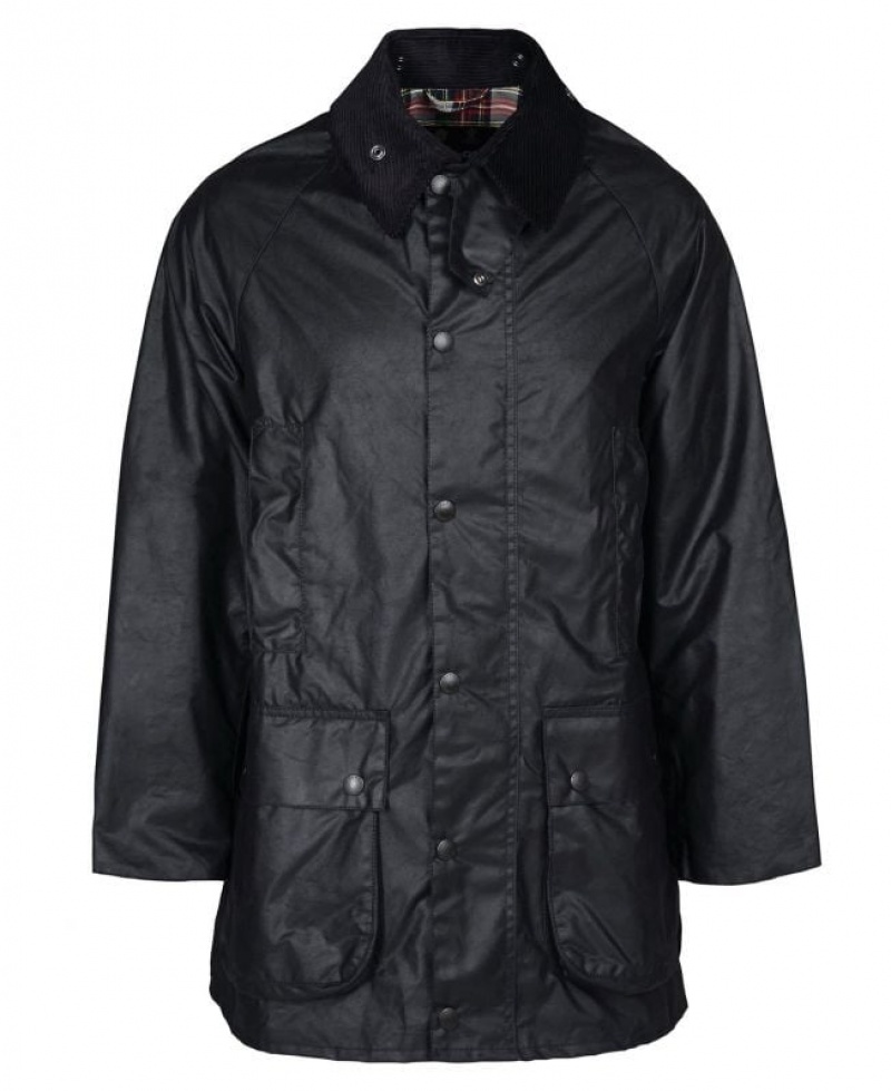 Black Men Barbour Beaufort Waxed Jacket | US-5089DTWQS