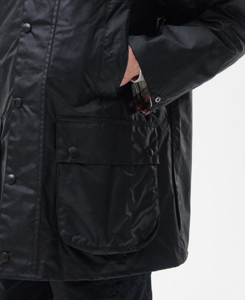 Black Men Barbour Beaufort Waxed Jacket | US-5089DTWQS