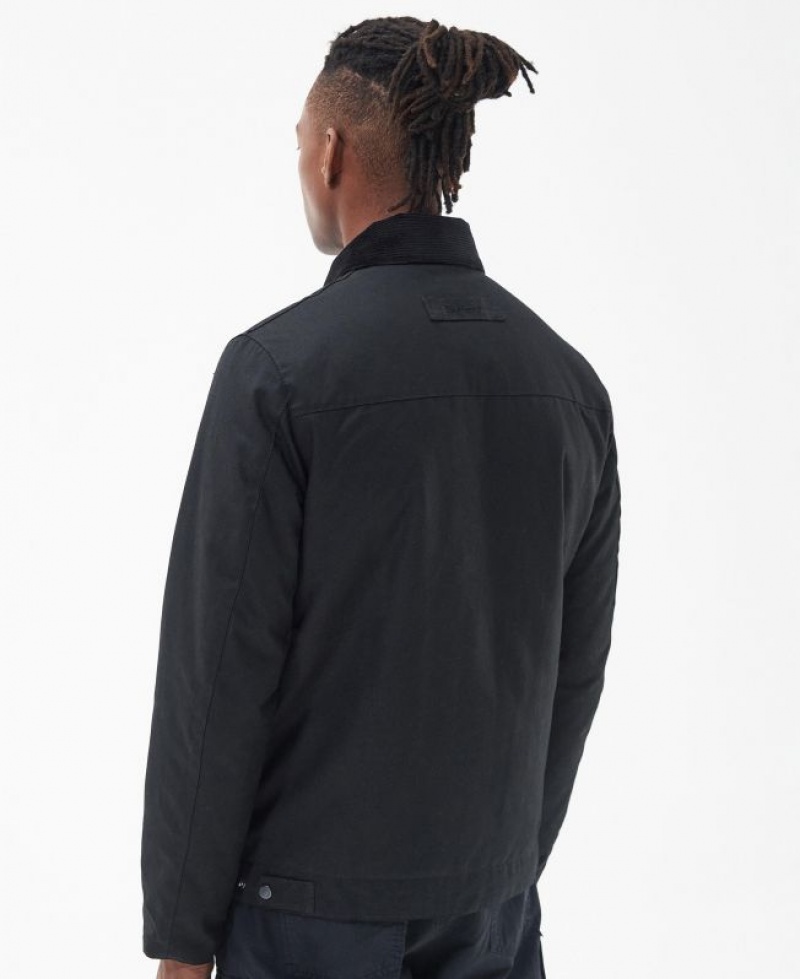 Black Men Barbour Brunden Waxed Jacket | US-0873FHYAJ