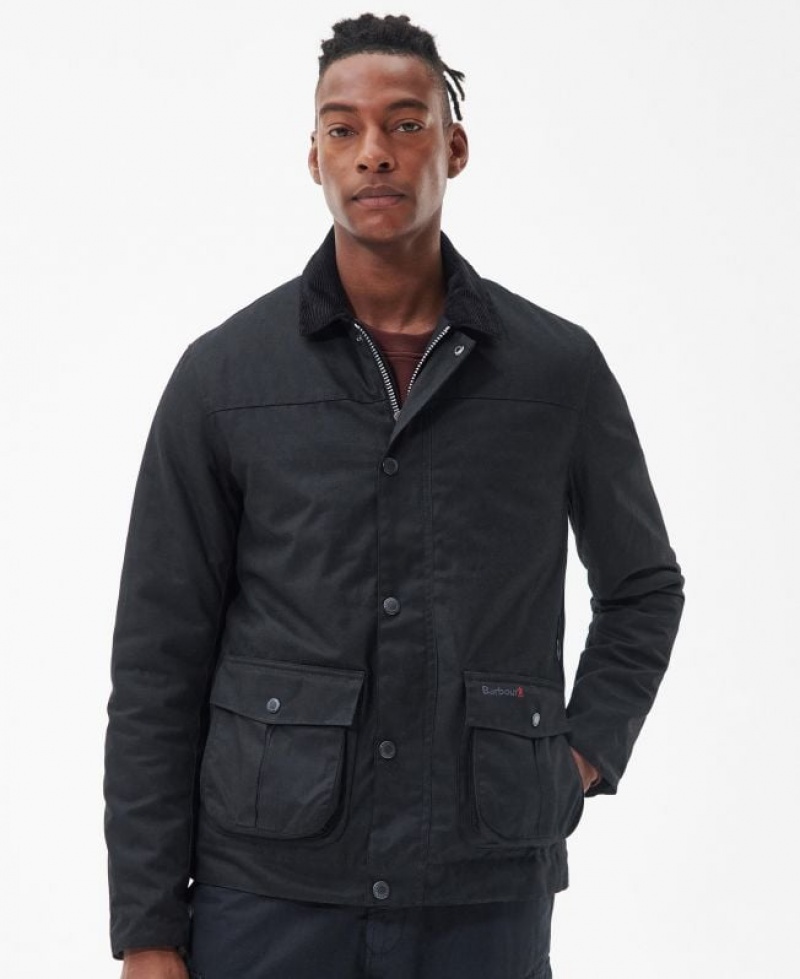 Black Men Barbour Brunden Waxed Jacket | US-0873FHYAJ