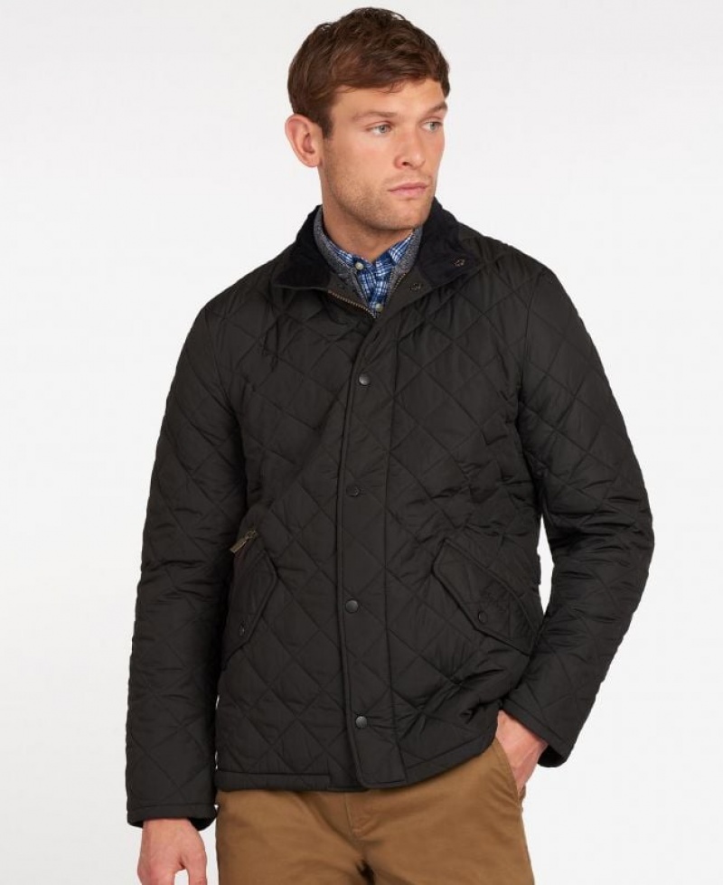 Black Men Barbour Chelsea Sportsquilt Casual Jacket | US-2953XCEBZ