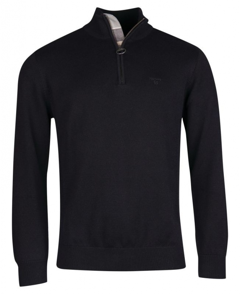 Black Men Barbour Cotton Half Zip Sweatshirt | US-4762LKQJT