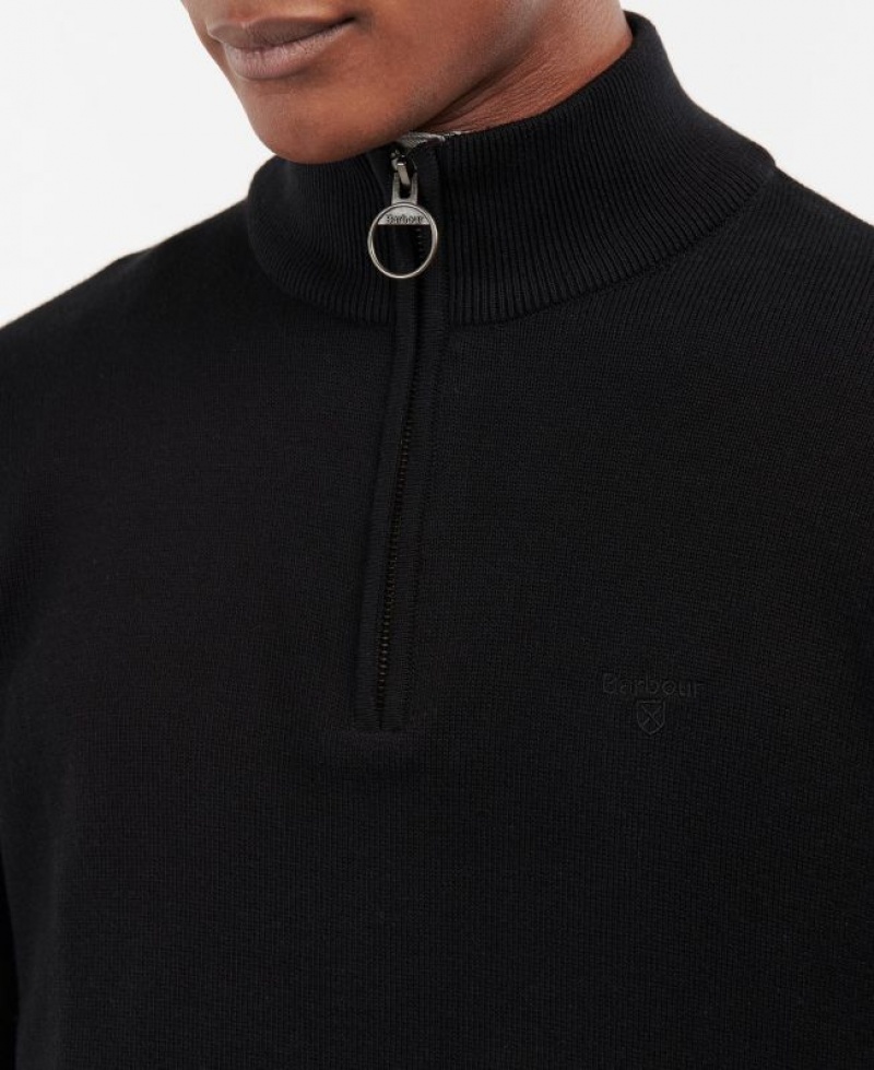 Black Men Barbour Cotton Half Zip Sweatshirt | US-4762LKQJT