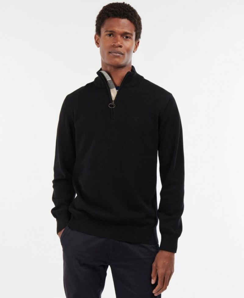 Black Men Barbour Cotton Half Zip Sweatshirt | US-4762LKQJT