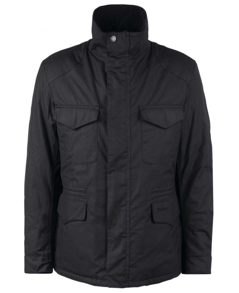 Black Men Barbour Emble Waxed Jacket | US-6375RVGSJ