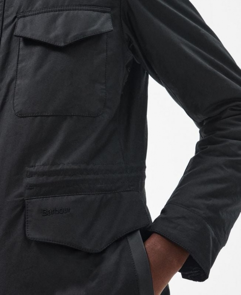 Black Men Barbour Emble Waxed Jacket | US-6375RVGSJ