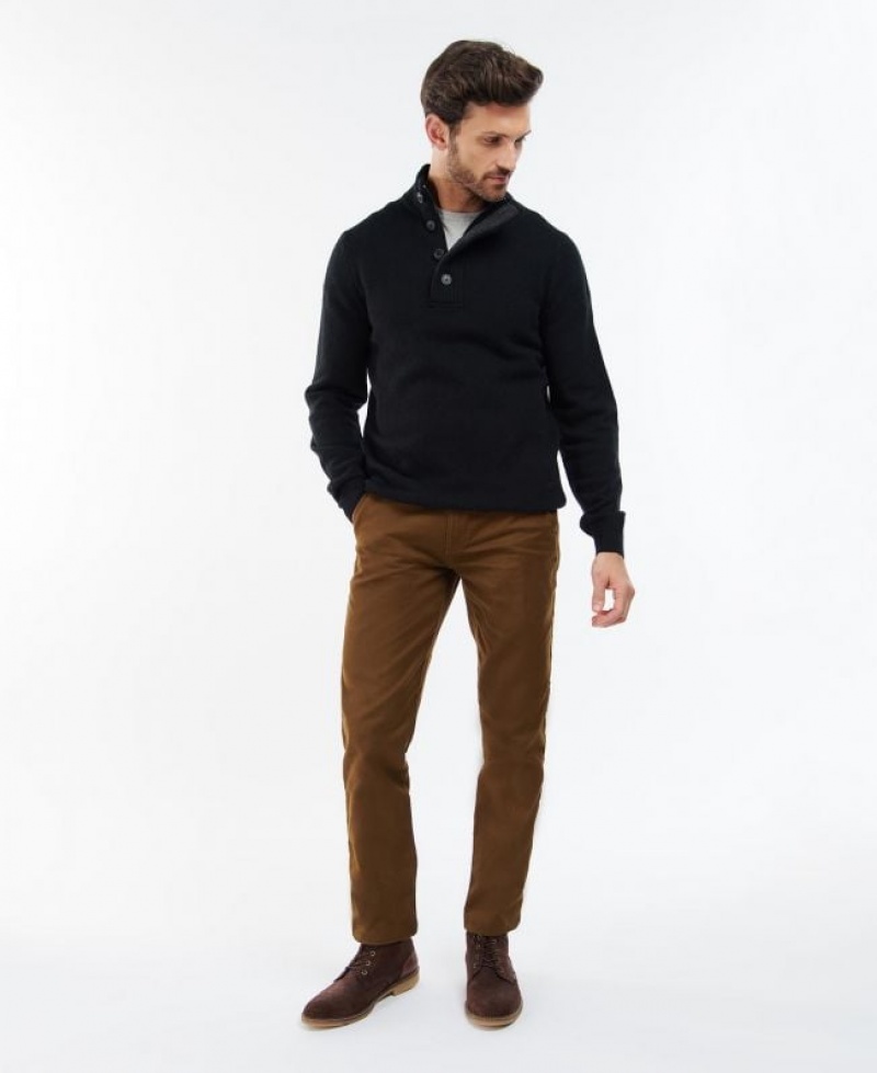 Black Men Barbour Essential Elbow Patch Sweatshirt | US-2875HDGOV