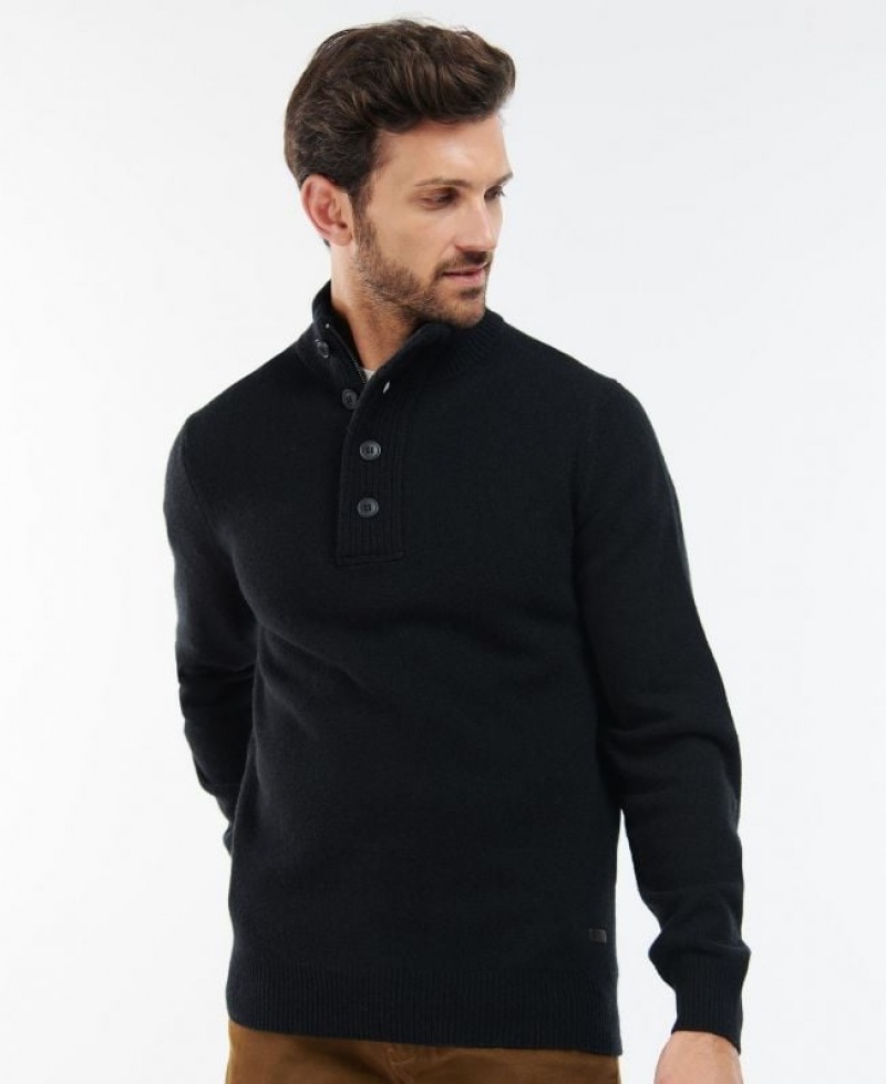 Black Men Barbour Essential Elbow Patch Sweatshirt | US-2875HDGOV