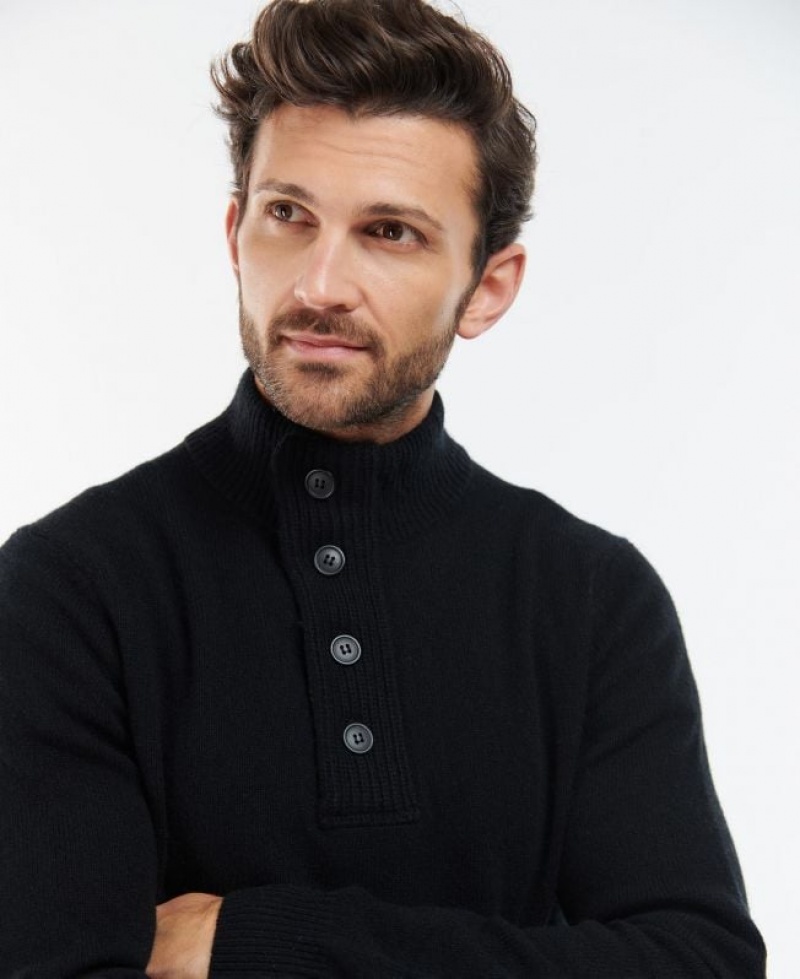 Black Men Barbour Essential Elbow Patch Sweatshirt | US-2875HDGOV