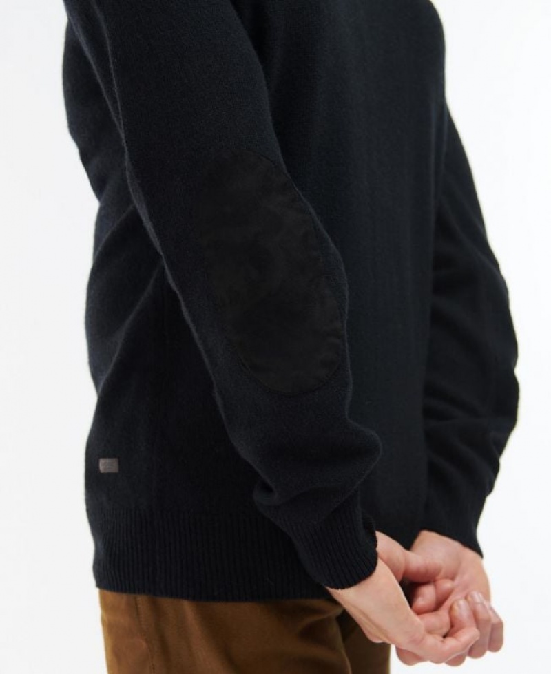 Black Men Barbour Essential Elbow Patch Sweatshirt | US-2875HDGOV