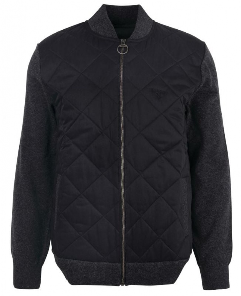 Black Men Barbour Essential Quilted Zip-Thru Fleece | US-5946MVHLB