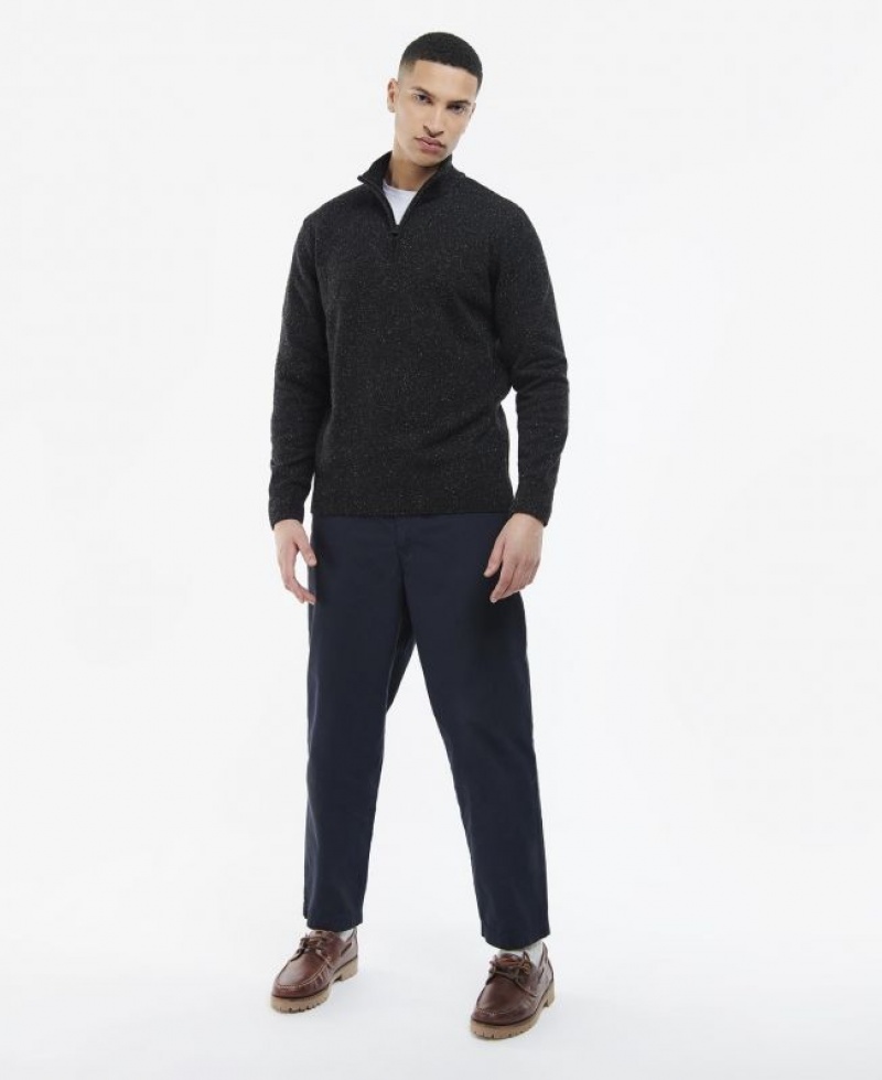 Black Men Barbour Essential Tisbury Half Zip Sweatshirt | US-6529NUGIE