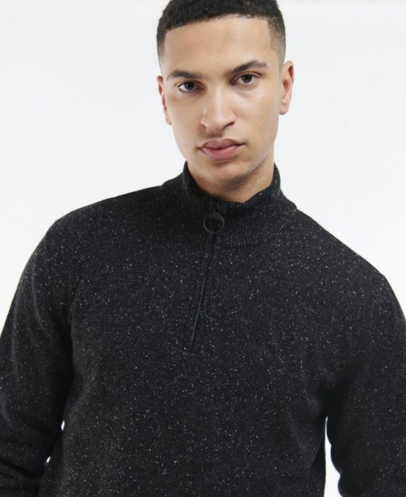 Black Men Barbour Essential Tisbury Half Zip Sweatshirt | US-6529NUGIE