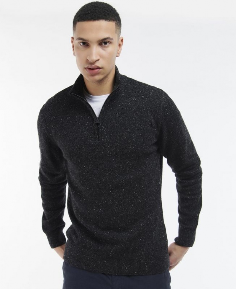 Black Men Barbour Essential Tisbury Half Zip Sweatshirt | US-6529NUGIE