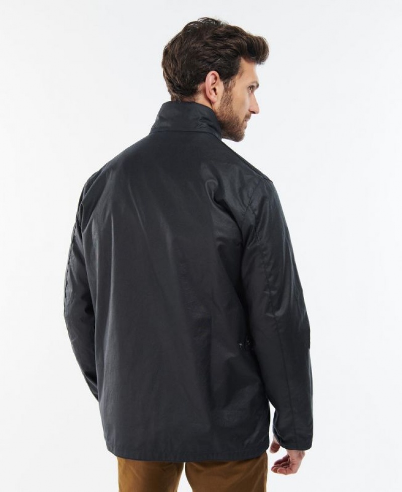 Black Men Barbour Evelar Waxed Jacket | US-4798DTMVU