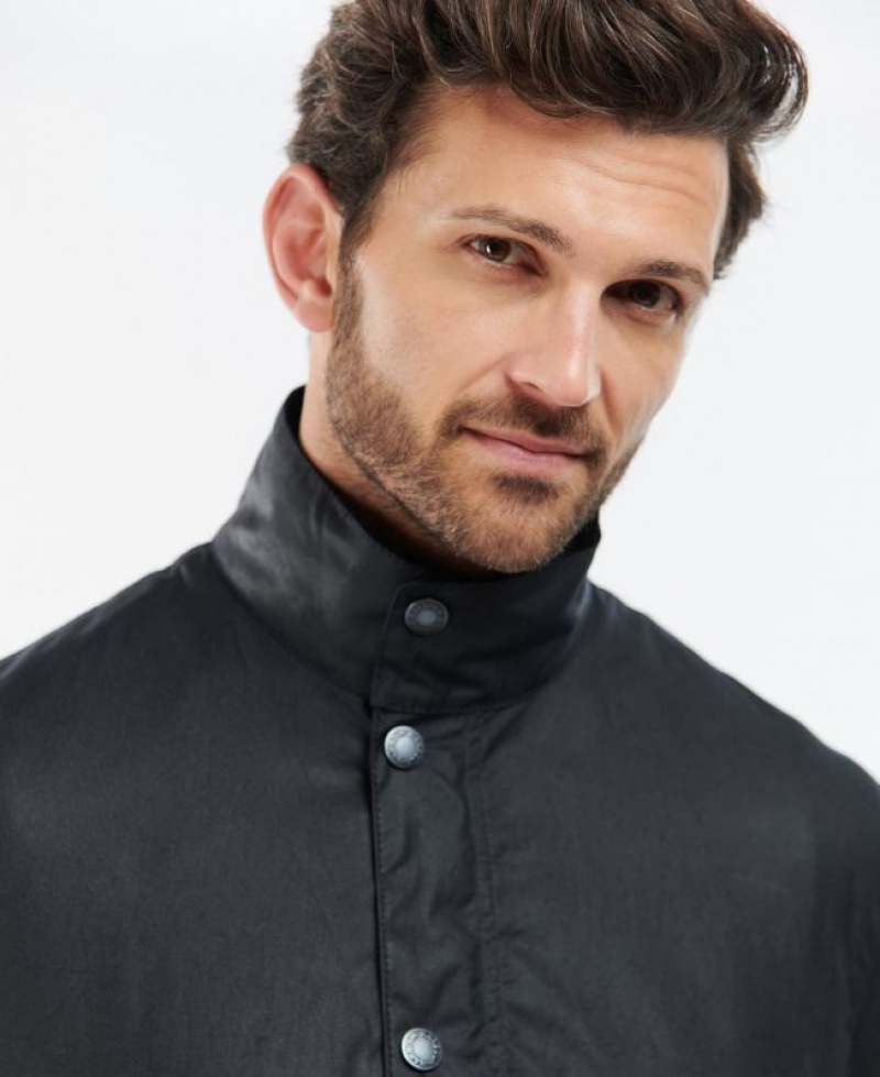 Black Men Barbour Evelar Waxed Jacket | US-4798DTMVU