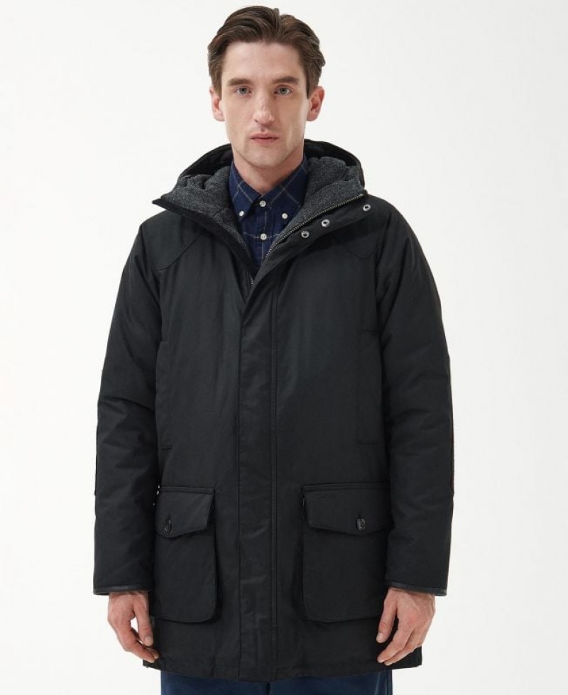 Black Men Barbour Farnley Beaufort Waxed Jacket | US-2984PTVDR