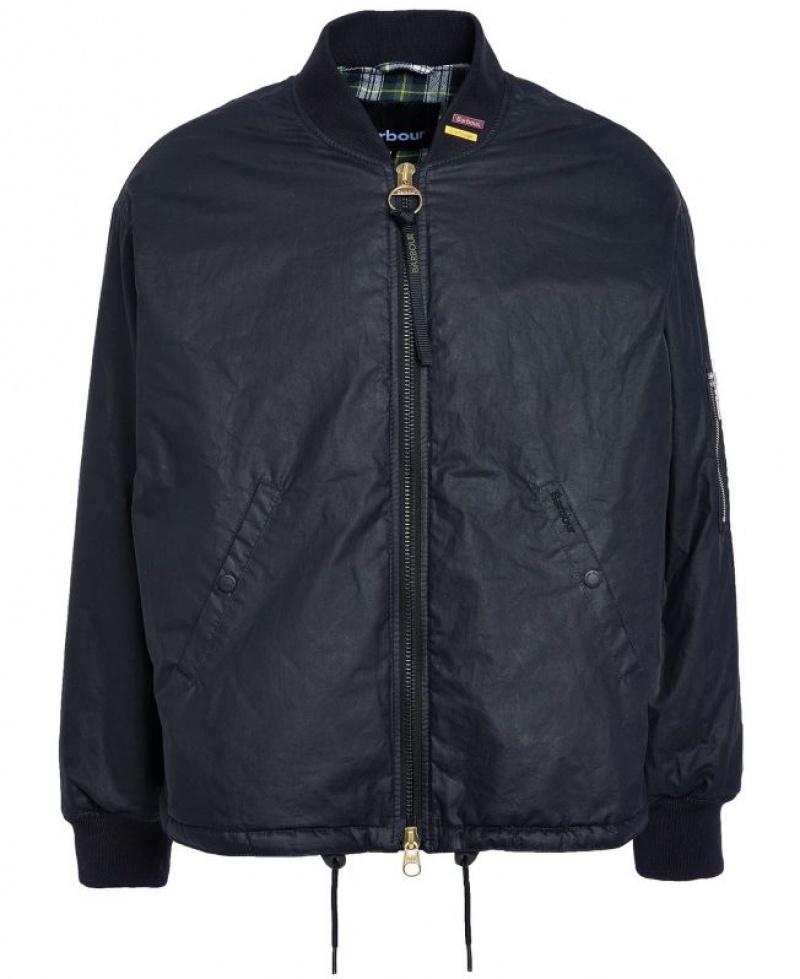 Black Men Barbour Flyer Field Waxed Jacket | US-9148SUQMY