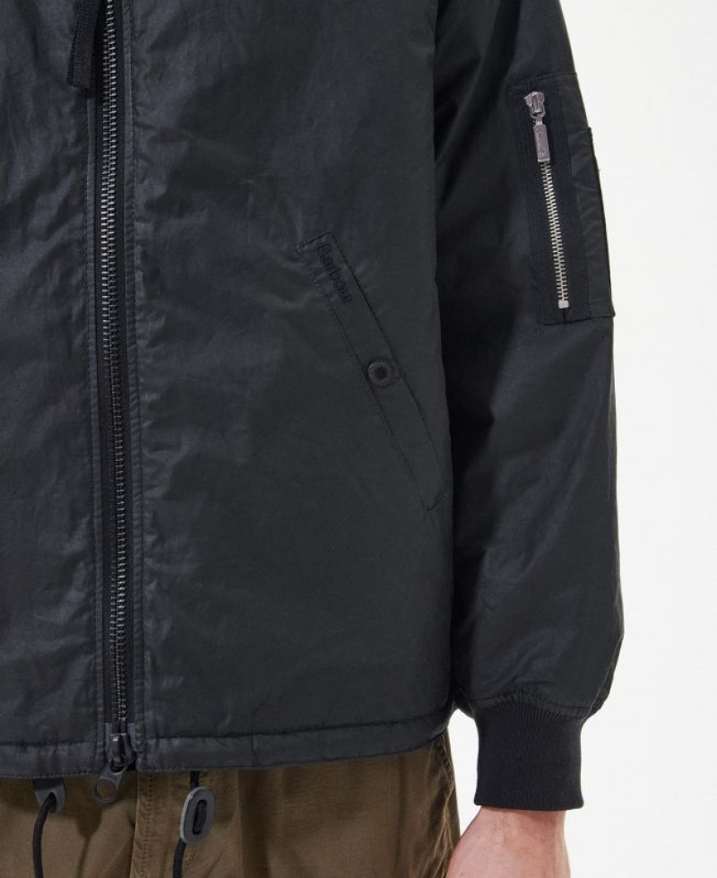 Black Men Barbour Flyer Field Waxed Jacket | US-9148SUQMY