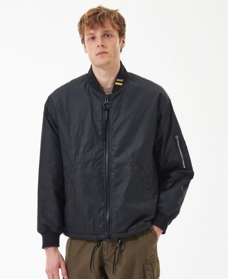 Black Men Barbour Flyer Field Waxed Jacket | US-9148SUQMY