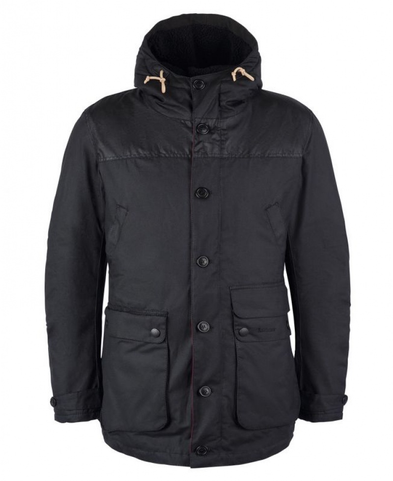 Black Men Barbour Game Parka Wax Waxed Jacket | US-4156ARQPO