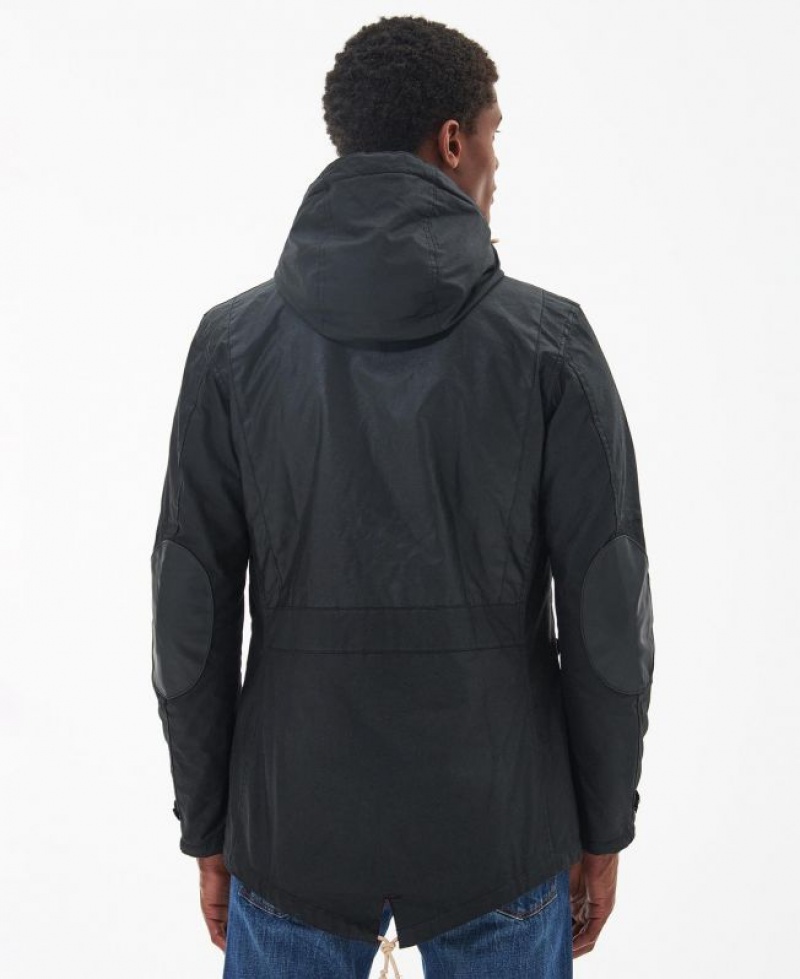 Black Men Barbour Game Parka Wax Waxed Jacket | US-4156ARQPO