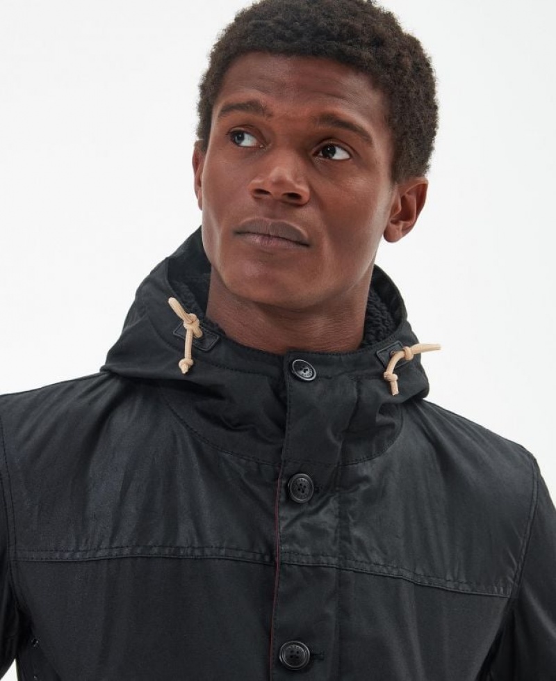 Black Men Barbour Game Parka Wax Waxed Jacket | US-4156ARQPO