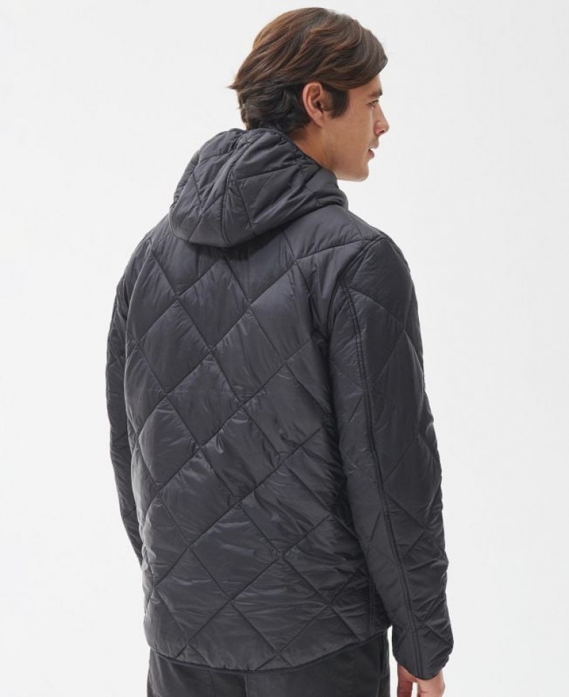 Black Men Barbour Hooded Liddesdale Quilted Jacket | US-8479NROKS