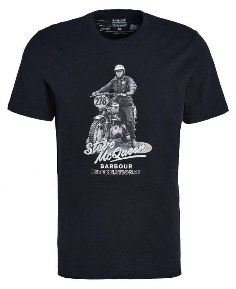 Black Men Barbour International Albie T-Shirts | US-4675ZOULS