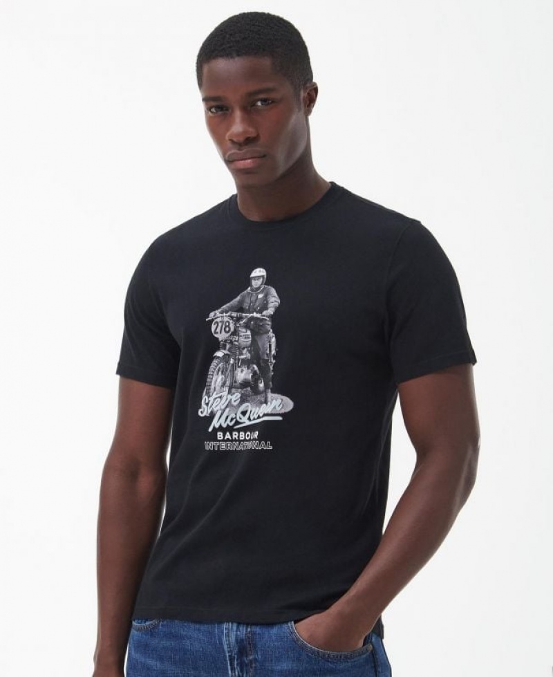 Black Men Barbour International Albie T-Shirts | US-4675ZOULS