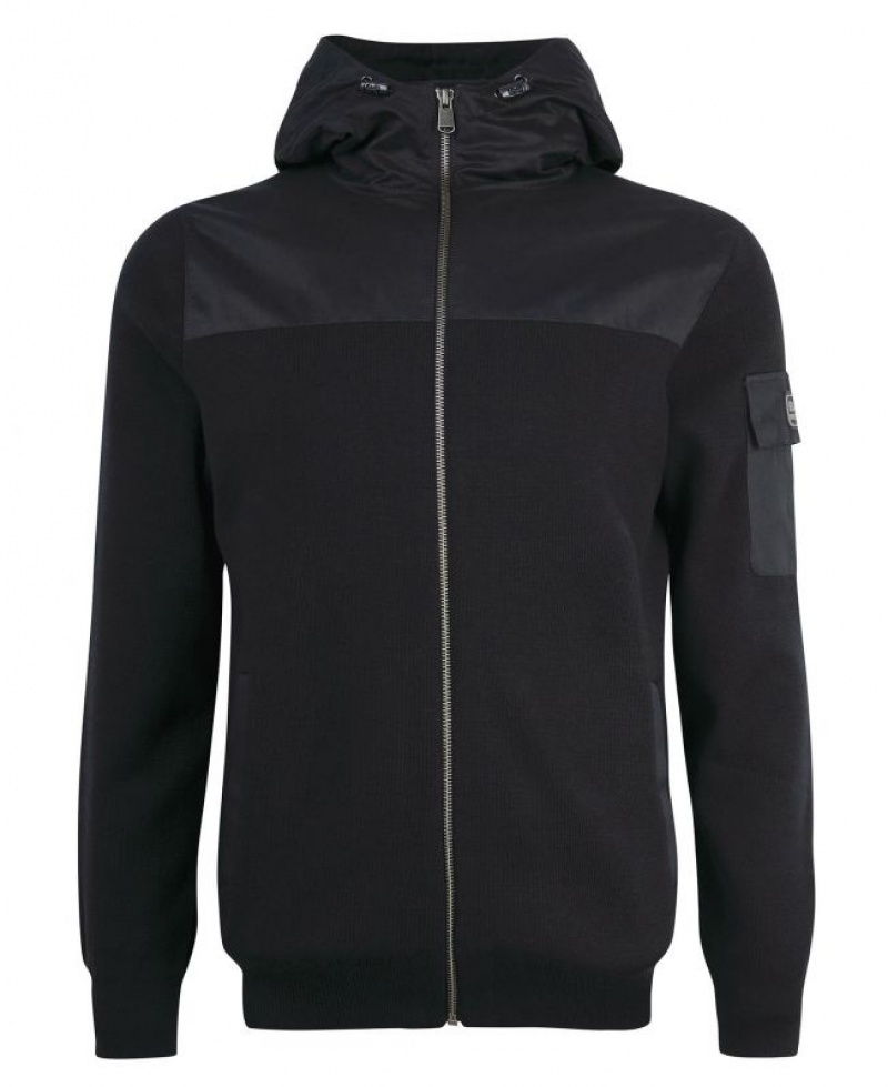 Black Men Barbour International Atomic Knitted Hoodie | US-7810AOYMS