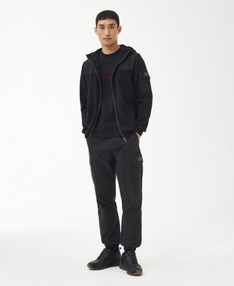 Black Men Barbour International Atomic Knitted Hoodie | US-7810AOYMS