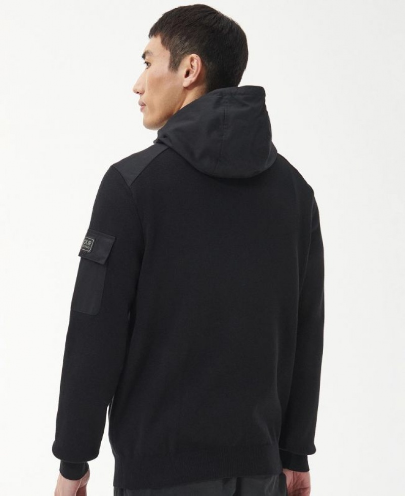 Black Men Barbour International Atomic Knitted Hoodie | US-7810AOYMS