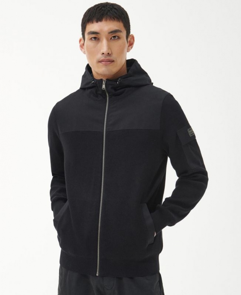 Black Men Barbour International Atomic Knitted Hoodie | US-7810AOYMS