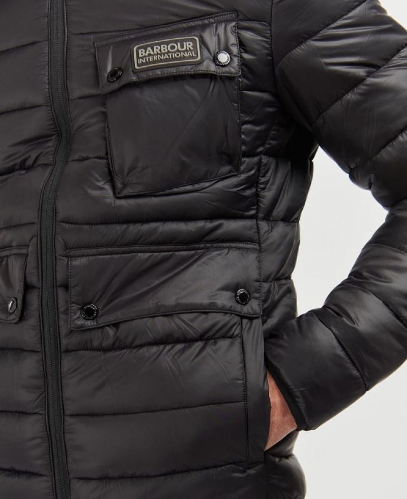 Black Men Barbour International Bowsden Baffle Quilted Jacket | US-9825FVLOG