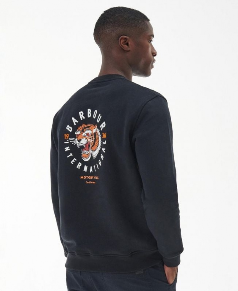 Black Men Barbour International Charlton Crew Neck Sweatshirt | US-2673AHYVI