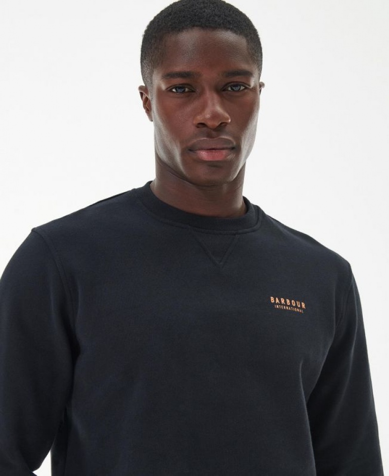 Black Men Barbour International Charlton Crew Neck Sweatshirt | US-2673AHYVI