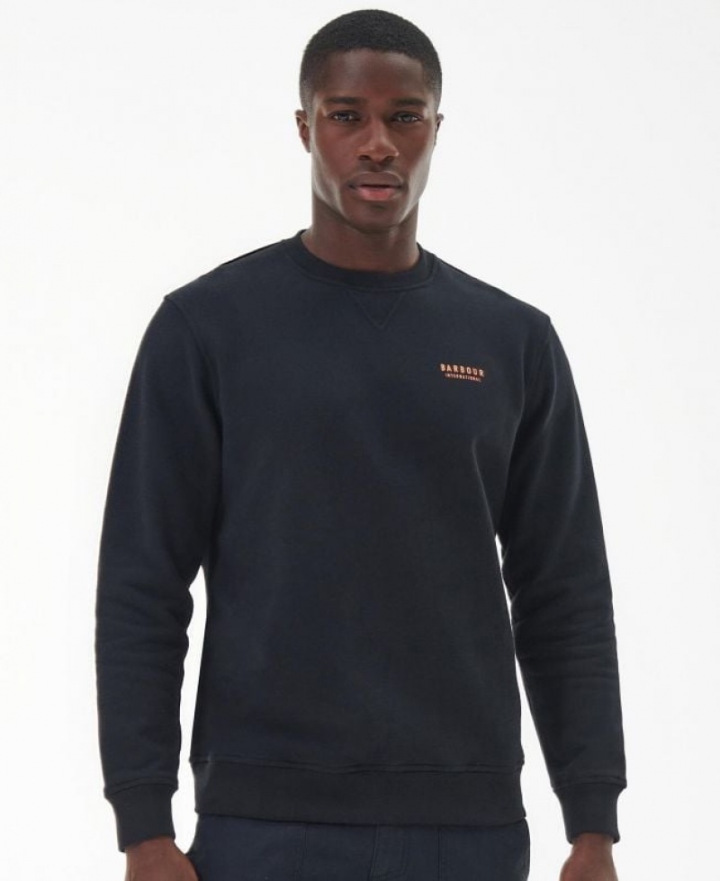 Black Men Barbour International Charlton Crew Neck Sweatshirt | US-2673AHYVI