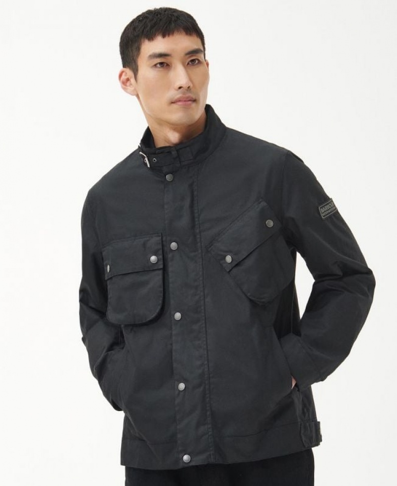 Black Men Barbour International Cormer Waxed Jacket | US-6719USNJD