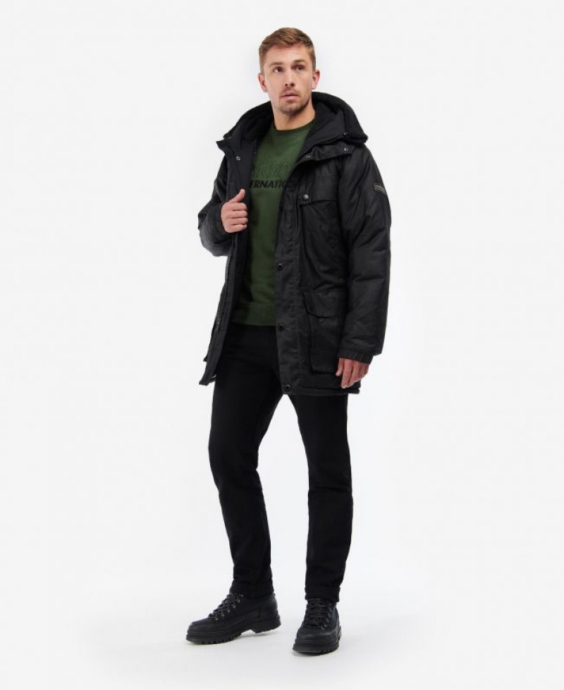 Black Men Barbour International Duke Parka Jacket | US-8407COWVQ