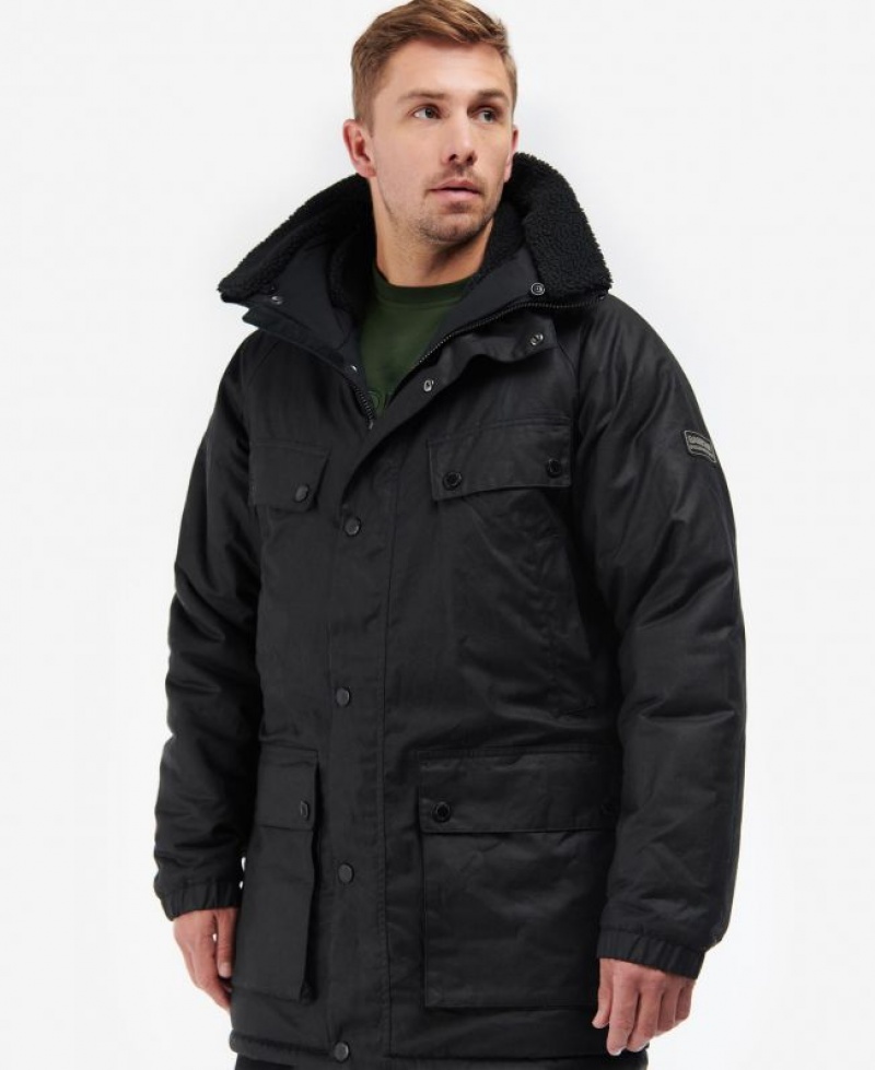 Black Men Barbour International Duke Parka Jacket | US-8407COWVQ