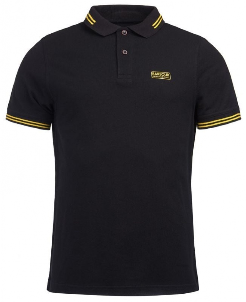 Black Men Barbour International Essential Tipped Polo Shirt | US-9576IOCTQ